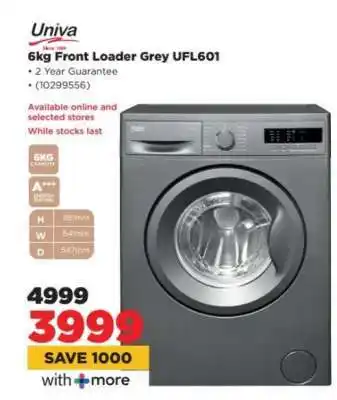HiFi Corp Univa 6kg Front Loader Grey UFL601 offer