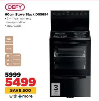 HiFi Corp DEFY 60Cm Stove Black DSS694 offer