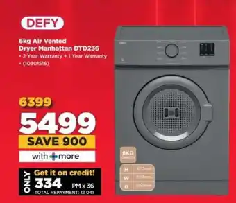 HiFi Corp Defy 6kg Air Vented Dryer Manhattan DTD236 offer