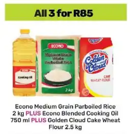 Game Econo Medium Grain Parboiled Rice, Econo Blended Cooking Oil, Golden Cloud Cake Wheat Flour offer