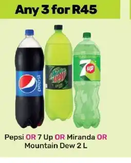 Game Pepsi, 7 Up, Miranda, Mountain Dew 2 L offer