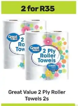 Game Great Value 2 Ply Roller Towels 2s offer