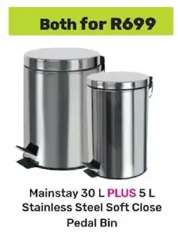 Game Mainstay 30 L PLUS 5 L Stainless Steel Soft Close Pedal Bin offer