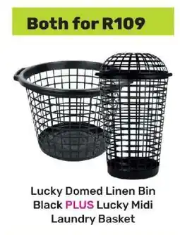 Game Lucky Domed Linen Bin Black PLUS Lucky Midi Laundry Basket offer