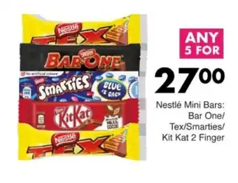Save Hyper Nestlé Mini Bars Bar One/ Tex/ Smarties/ Kit Kat 2 Finger offer