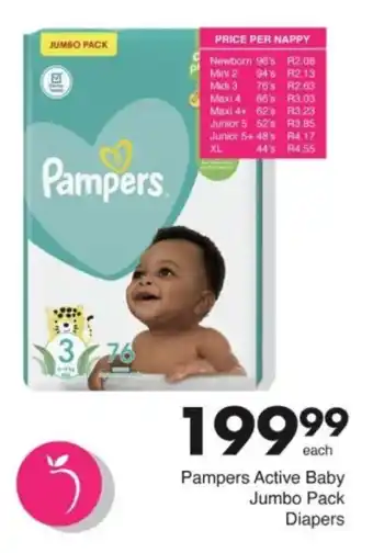 Save Hyper Pampers Active Baby Jumbo Pack Diapers offer