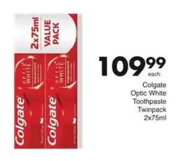 Save Hyper Colgate Optic White Toothpaste Twinpack offer