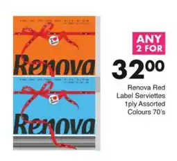 Save Hyper Renova Red Label Serviettes 1ply Assorted Colours offer