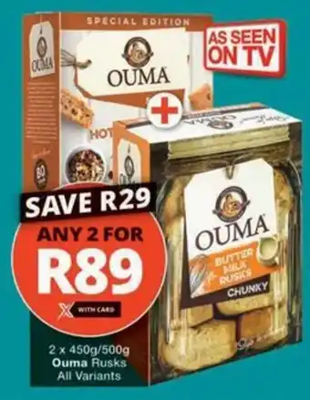 Checkers Ouma Rusks All Variants offer