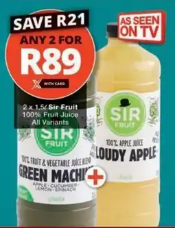Checkers Sir Fruit 100% Fruit Juice All Variants offer