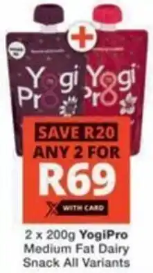 Checkers Yogi Pro Medium Fat Dairy Snack All Variants offer