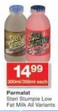 Checkers Parmalat Steri Stumpie Low Fat Milk All Variants offer