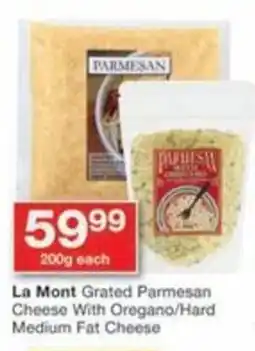 Checkers La Mont Grated Parmesan Cheese With Oregano/ Hard Medium Fat Cheese offer