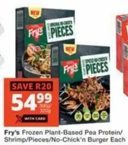 Checkers Fry's Frozen Plant-Based Pea Protein/ Shrimp/ Pieces/ No-Chick'n Burger offer
