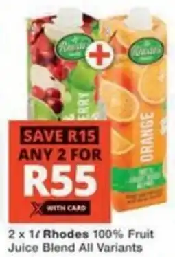 Checkers Rhodes 100% Fruit Juice Blend All Variants offer