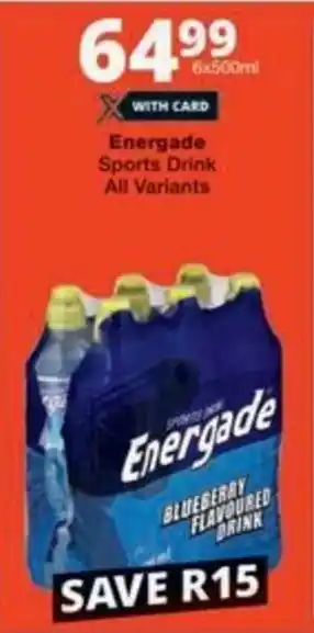 Checkers Energade Sports Drink All Variants offer