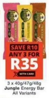 Checkers Jungle Energy Bar All Variants offer