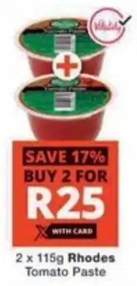 Checkers Rhodes Tomato Paste offer