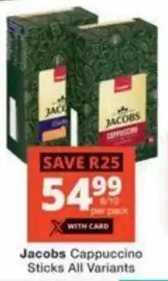 Checkers Jacobs Cappuccino Sticks All Variants offer