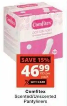 Checkers Comfitex Scented/ Unscented Pantyliners offer