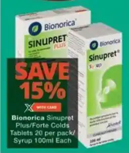 Checkers Bionorica Sinupret Plus/ Forte Colds Tablets/ Syrup offer