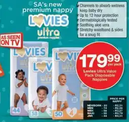 Checkers Lovies Ultra Value Pack Disposable Nappies offer