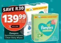Checkers Pampers Sensitive/ Complete Clean Baby Wipes offer