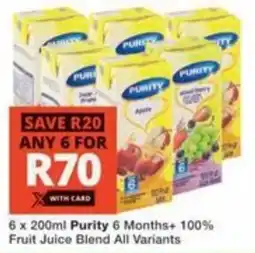 Checkers Purity 6 Months+ 100% Fruit Juice Blend All Variants offer