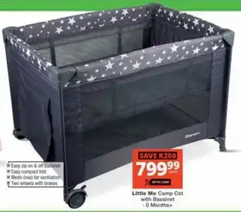 Checkers Little Me Camp Cot with Bassinet offer