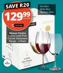 Checkers Maison Forine Leona Lead-Free Crystal Glassware Range offer