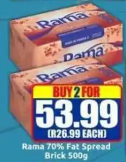 Three Star Cash and Carry Rama 70% Fat Spread Brick offer