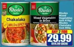 Three Star Cash and Carry RhodesMixed Vegetables Asst/ Rhodes Chakalaka Asst offer