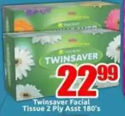 Three Star Cash and Carry Twinsaver Facial Tissue 2 Ply Asst offer