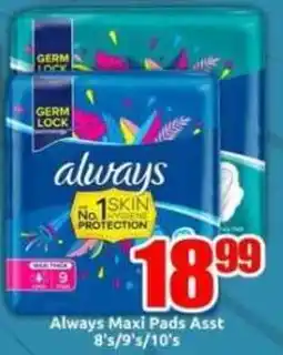 Three Star Cash and Carry Always Maxi Pads Asst offer
