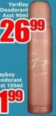 Three Star Cash and Carry Yardley Deodorant Asst offer