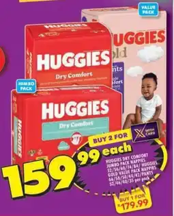Shoprite Huggies dry comfort jumbo pack nappies/ huggies gold value pack nappies/ pants offer