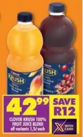 Shoprite Clover krush 100% fruit juice blend offer
