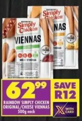 Shoprite Rainbow simply chicken original/ cheese viennas offer