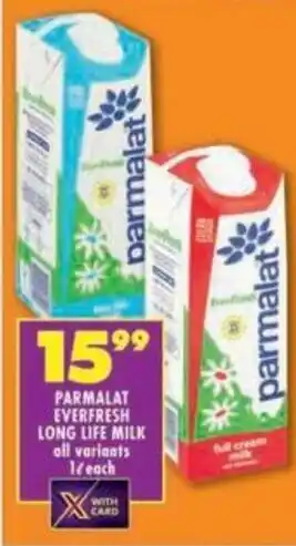 Shoprite Parmalat everfresh long life milk offer