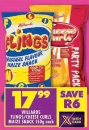 Shoprite Willards flings/ cheese curls maize snack offer