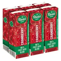 Pick n Pay Liquor Rhodes 100% Fruit Juice Blend Cranberry 200ml x 6 offer