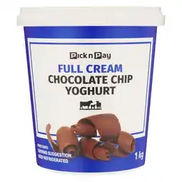 Pick n Pay Liquor PnP Full Cream Cream Chocolate Chip Yoghurt 1kg offer