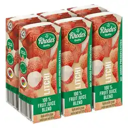 Pick n Pay Liquor Rhodes 100% Fruit Juice Blend Litchi 200ml x 6 offer