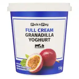 Pick n Pay Liquor PnP Full Cream Granadilla Yoghurt 1kg offer