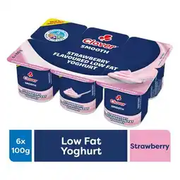 Pick n Pay Liquor Clover Low Fat Smooth Strawberry Dairy Snack 6 x 100g offer