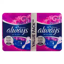 Pick n Pay Liquor Always Platinum Xtra Long Night Pad 12 Pack offer