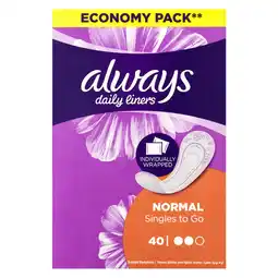 Pick n Pay Liquor Always Daily Liners Normal Scented Pantyliners 40 Pack offer