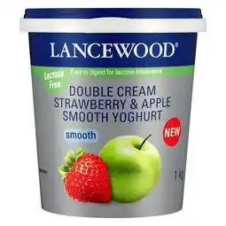 Pick n Pay Liquor Lancewood Lactose-Free Double Cream Strawberry & Apple Smooth Yoghurt 1kg offer