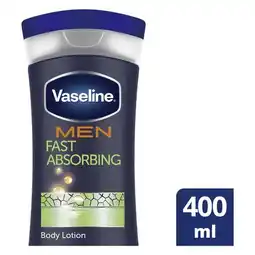 Pick n Pay Liquor Vaseline Men Fast Absorbing Moisturizing Body Lotion for Dry Skin 400ml offer