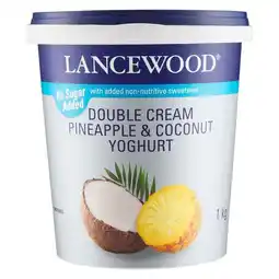 Pick n Pay Liquor Lancewood Double Cream Pine & Coconut Flavoured Yoghurt 1kg offer